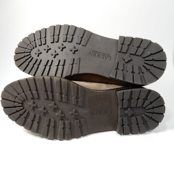 Lauren Ralph Lauren Elridge Lace Up Ankle Boots Size 5 Gray Suede Lug Sole NEW - Picture 10 of 10